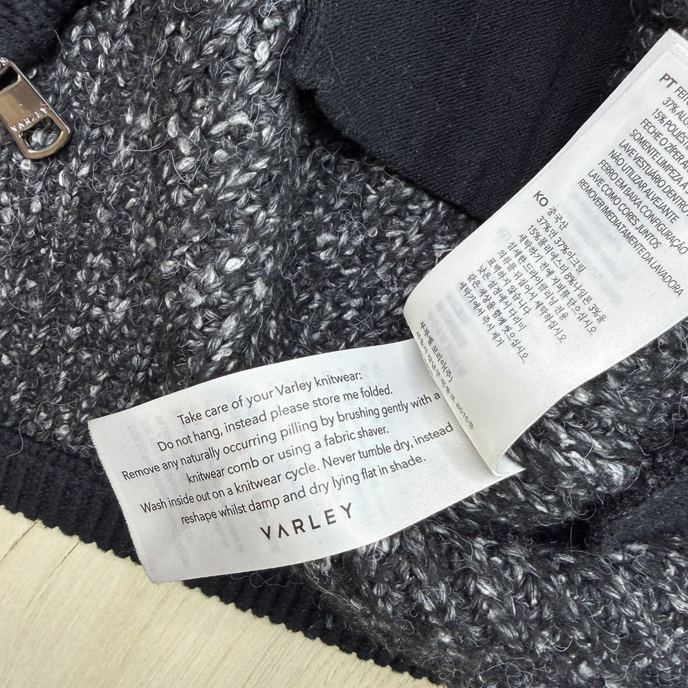 Varley Darwell Mock Neck Black Marled True Knit Mirage Wool Blend Sweater Zip XS - Picture 12 of 13